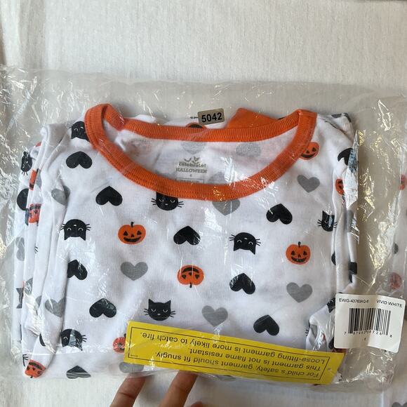 Celebrate! Sleepwear Boy 6 White Graphic Print Pumpkin Cat Pajama Pants Contrast - Picture 6 of 6
